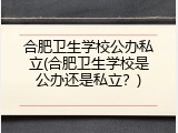 合肥卫生学校公办私立(合肥卫生学校是公办还是私立？)