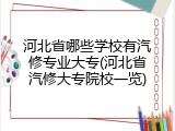 河北省哪些学校有汽修专业大专(河北省汽修大专院校一览)