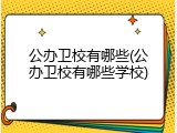 公办卫校有哪些(公办卫校有哪些学校)