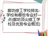 廊坊焊工学校排名-学校有哪些专业好一点(廊坊顶尖焊工学校及优势专业概览)