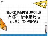衡水厨师技能培训班有哪些(衡水厨师技能培训课程概览)
