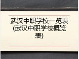 武汉中职学校一览表(武汉中职学校概览表)