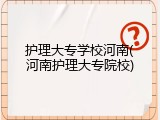 护理大专学校河南(河南护理大专院校)