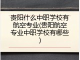 贵阳什么中职学校有航空专业(贵阳航空专业中职学校有哪些)