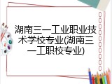 湖南三一工业职业技术学校专业(湖南三一工职校专业)