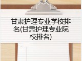 甘肃护理专业学校排名(甘肃护理专业院校排名)