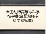 合肥幼师高等专科学校学费(合肥幼师专科学费标准)