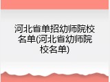 河北省单招幼师院校名单(河北省幼师院校名单)