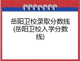 岳阳卫校录取分数线(岳阳卫校入学分数线)