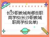 长沙职教城有哪些职高学校(长沙职教城职高学校名单)