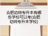 合肥幼师专升本有哪些学校可以考(合肥幼师专升本学校)