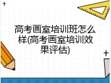 高考画室培训班怎么样(高考画室培训效果评估)