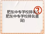 肥东中专学校排名(肥东中专学校排名查询)