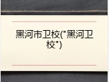 黑河市卫校("黑河卫校")