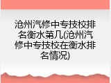 沧州汽修中专技校排名衡水第几(沧州汽修中专技校在衡水排名情况)