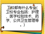 卫校都有什么专业(卫校专业包括：护理、医学检验技术、药学、公共卫生管理等。)