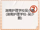 湖南护理学校吴少鹏(湖南护理学校-吴少鹏)