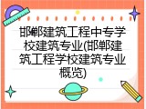 邯郸建筑工程中专学校建筑专业(邯郸建筑工程学校建筑专业概览)