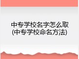 中专学校名字怎么取(中专学校命名方法)