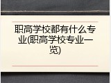 职高学校都有什么专业(职高学校专业一览)