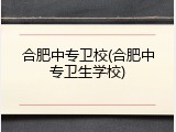 合肥中专卫校(合肥中专卫生学校)