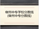 宿州中专学校分数线(宿州中专分数线)