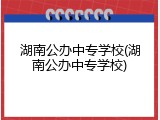 湖南公办中专学校(湖南公办中专学校)