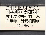 贵阳职业技术学校专业有哪些(贵阳职业技术学校专业有：汽车维修、计算机网络、会计等。)