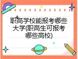 职高学校能报考哪些大学(职高生可报考哪些高校)
