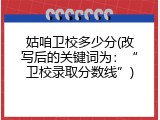 姑咱卫校多少分(改写后的关键词为：&ldquo;卫校录取分数线&rdquo;)
