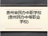贵州省民办中职学校(贵州民办中等职业学校)