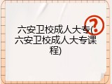 六安卫校成人大专(六安卫校成人大专课程)