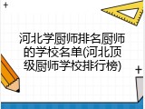 河北学厨师排名厨师的学校名单(河北顶级厨师学校排行榜)
