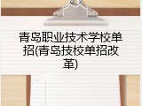 青岛职业技术学校单招(青岛技校单招改革)