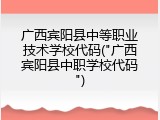 广西宾阳县中等职业技术学校代码("广西宾阳县中职学校代码")