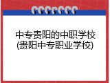 中专贵阳的中职学校(贵阳中专职业学校)