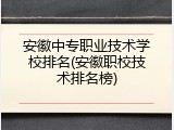 安徽中专职业技术学校排名(安徽职校技术排名榜)