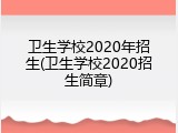 卫生学校2020年招生(卫生学校2020招生简章)