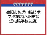 岳阳市智远电脑技术学校花店(岳阳市智远电脑学校花店)