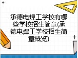 承德电焊工学校有哪些学校招生简章(承德电焊工学校招生简章概览)