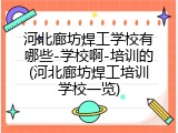 河北廊坊焊工学校有哪些-学校啊-培训的(河北廊坊焊工培训学校一览)