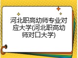河北职高幼师专业对应大学(河北职高幼师对口大学)