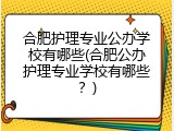 合肥护理专业公办学校有哪些(合肥公办护理专业学校有哪些？)
