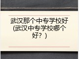 武汉那个中专学校好(武汉中专学校哪个好？)