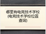 哪里有电竞技术学校(电竞技术学校位置查询)