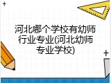 河北哪个学校有幼师行业专业(河北幼师专业学校)