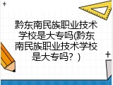黔东南民族职业技术学校是大专吗(黔东南民族职业技术学校是大专吗？)