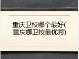 重庆卫校哪个最好(重庆哪卫校最优秀)