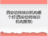 西安幼师培训机构哪个好(西安幼师培训机构推荐)