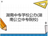湖南中专学校公办(湖南公立中专院校)